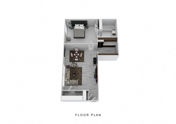 Floor plan for 1 bed, 1 bath, 820 sqft